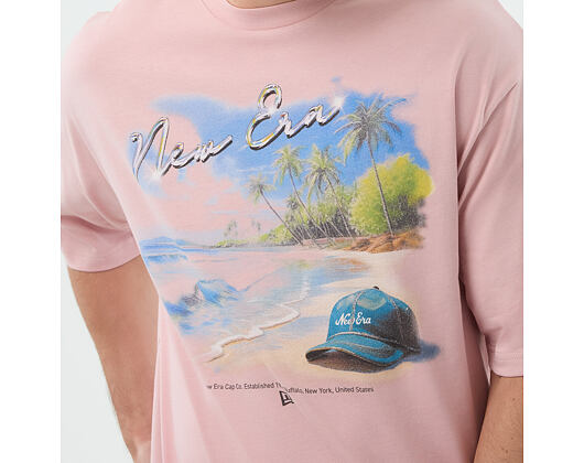 T-Shirt New Era - Branded Beach Graphic Oversized Tee - Pink Rouge