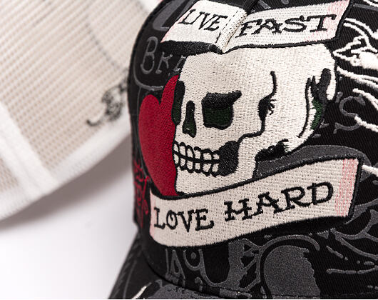 Kappe Ed Hardy - Unisex Live Fast Love Hard 5 Panel Trucker Cap - Black