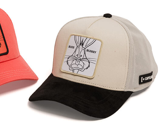 Kappe Capslab - Looney Tunes Trucker - Bugs Bunny Line Art Suede Visor - Off White / Black