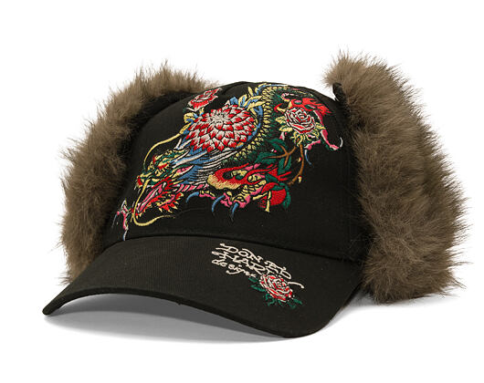 Kappe Ed Hardy - Crawling Dragon Trapper - Black