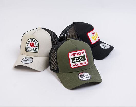 Kappe New Era - Buffalo Patch - 9FORTY A-Frame Trucker - New Olive / Scarlet
