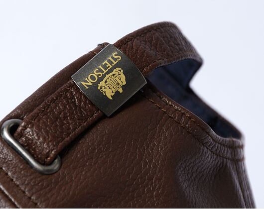 Schirmmütze Stetson Trucker Cap Lamb Nappa Harris Tweed Braun Messing