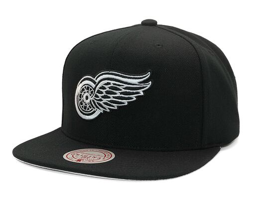 Kappe Mitchell & Ness - Evergreen Black White Snapback Vntg - Detroit Red Wings - Black