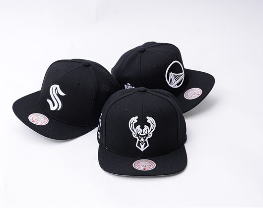 Kappe Mitchell & Ness - Evergreen Black/White Snapback - Milwaukee Bucks - Black