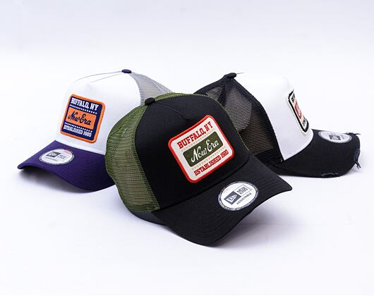 Kappe New Era - Buffalo Patch 9FORTY Trucker - Black / New Olive