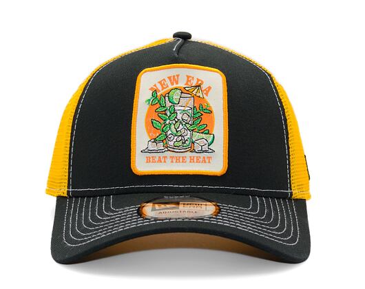 Kappe New Era - Summer Patch 9FORTY Trucker - Black / Grilled Yellow