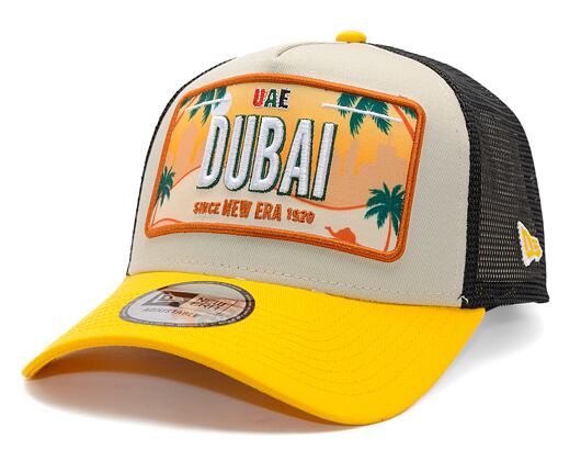 Kappe New Era - License Plate 9FORTY Trucker - Stone / Grilled Yellow