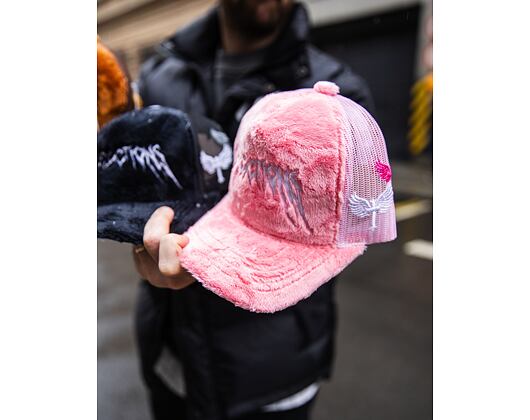 Kappe Reflection Luxury Fuzzy Trucker - Koralle Pink / Weiß