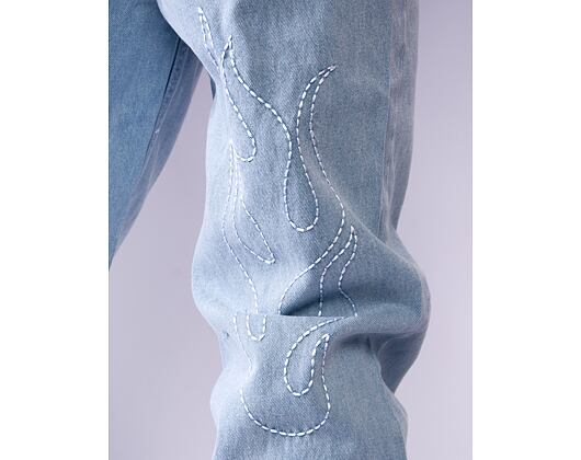 Hose Karl Kani - Og Baggy Five Pocket Flames Denim - bleached blue