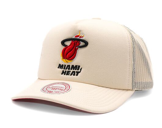 Kappe Mitchell & Ness - Miami Heat - Evergreen Trucker Hwc - Off White