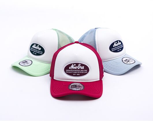 Kappe New Era - Branded Oval Foam Patch 9FORTY Trucker - White / Cherry
