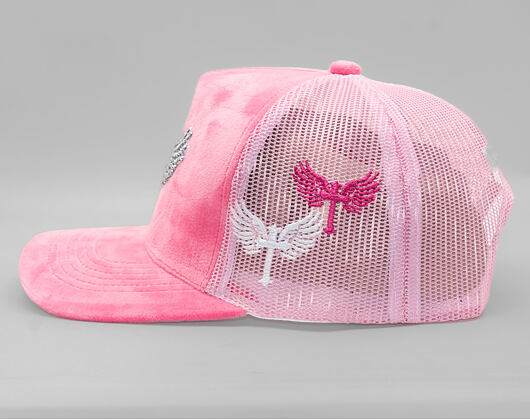 Kappe Reflection Luxury Samt Strasssteine Pink / Weiß