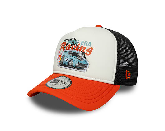 Kinder Kappe New Era - Racing Foam 9FORTY Trucker - Orange / White