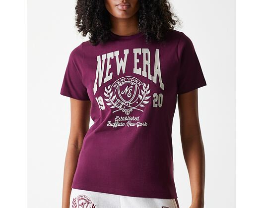 Damen T-Shirt New Era - Crest Tee Regular - Burgundy