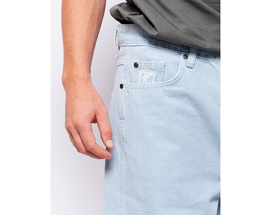 Hose Karl Kani Small Signature Baggy Five Pocket Denim bleached blue