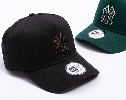 Kappe New Era - MLB Team Outline 9FORTY A-Frame - NY Yankees - Black / Burgundy