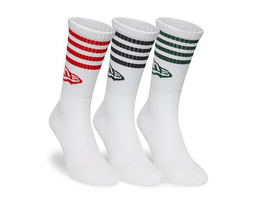 Socken New Era - Stripe Crew Socks 3pk - White