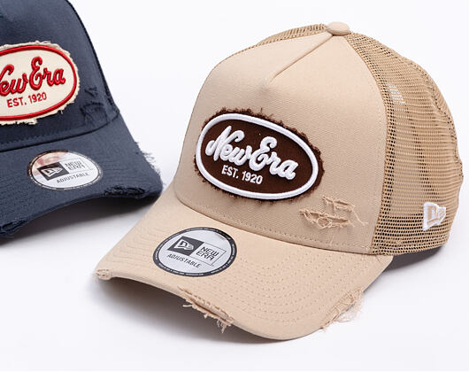 Kappe New Era - Branded Oval Canvas Distress 9FORTY Trucker - Camel