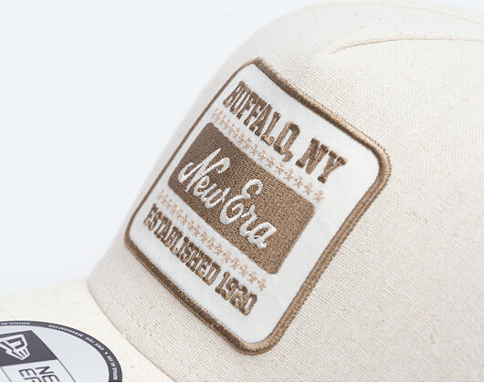Kappe New Era - Branded Buffalo Patch Linen 9FORTY A-Frame - Stone