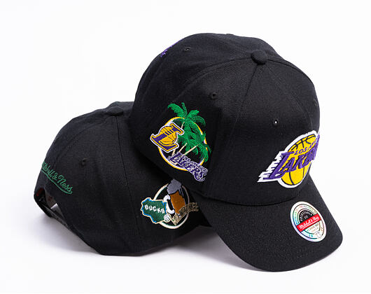 Kappe Mitchell & Ness  - NBA Classic Red Snapback Custom Patch - Los Angeles Lakers - Black