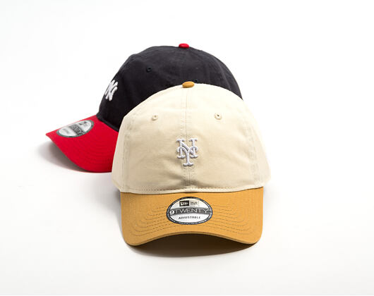 Kappe New Era - MLB Mini Logo Washed Contrast 9TWENTY - NY Mets - Cream / Dusted Ochre