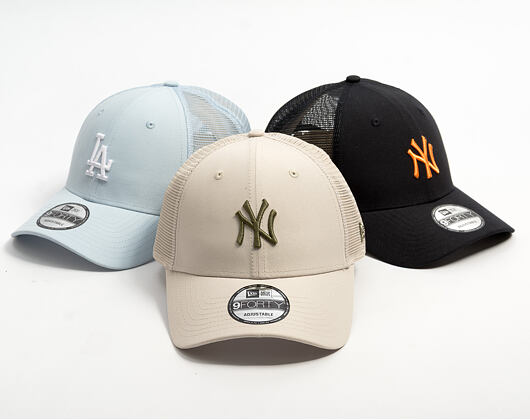 Kappe New Era - MLB Midi Homefield 9FORTY Trucker - NY Yankees - Stone / New Olive