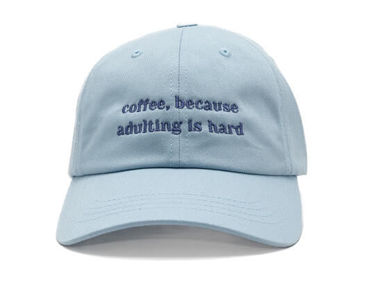 Kappe 8by8 - Dadcap - "coffee, because adulting is hard" - Light Blue/Purple