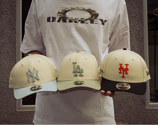 Kappe New Era - MLB Side Script 9FORTY M-CROWN - LA Dodgers - Cream / Pastel Green