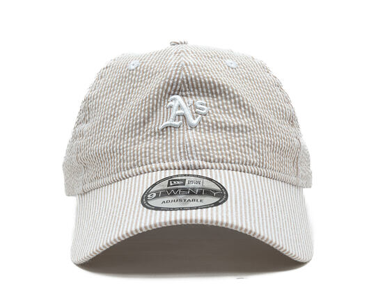 Kappe New Era - MLB Seersucker 9TWENTY - Oakland Athletics - Stone / White