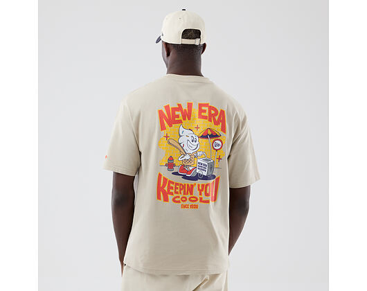 T-Shirt New Era - Branded Food Character Oversized Tee - Stone