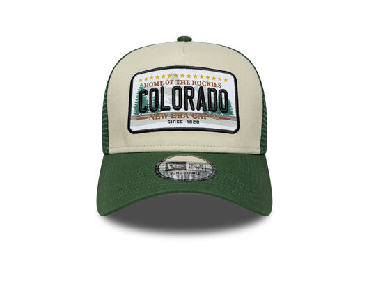 Kappe New Era - Branded Licence Plate 9FORTY A-Frame Trucker - Cilantro Green / Stone