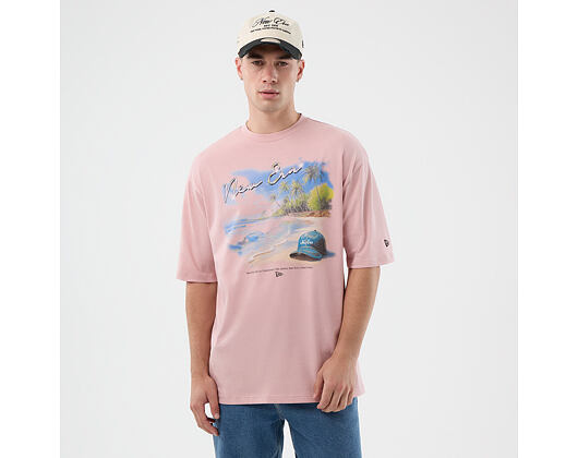 T-Shirt New Era - Branded Beach Graphic Oversized Tee - Pink Rouge