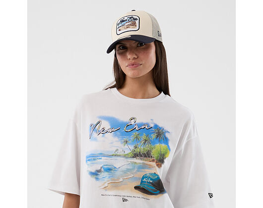 T-Shirt New Era - Branded Beach Graphic Oversized Tee - White