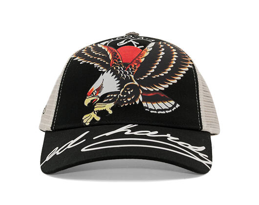 Kappe Ed Hardy - Unisex Soaring Eagle Ed Hardy Script 5 Panel Cap - Black/Blue Wash