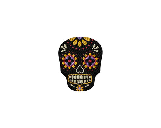 Bügelbild Monoquick - Lebka Los Muertos černo-žlutá 3,6 x 3 cm