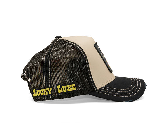 Kappe Capslab - Lucky Luke Trucker - Gun Twirl Distressed Patch - Cream / Black