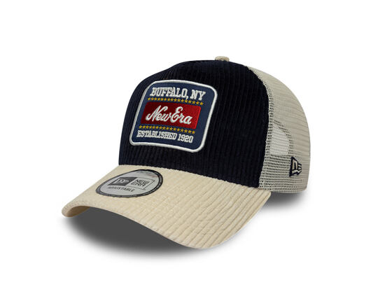 Kappe New Era - Branded Cord Visor 9FORTY A-Frame Trucker - Navy / Stone