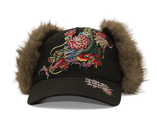 Kappe Ed Hardy - Crawling Dragon Trapper - Black