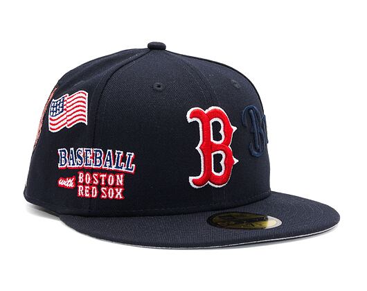 Kappe New Era 59FIFTY MLB Script 5 Boston Red Sox Navy / Red