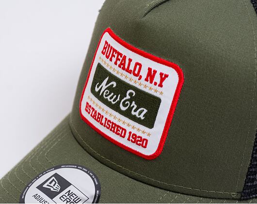 Kappe New Era - Buffalo Patch - 9FORTY A-Frame Trucker - New Olive / Scarlet
