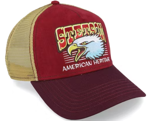 Kappe Stetson Trucker Cap Eagle Head Burgundy / Beige