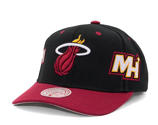 Kappe Mitchell & Ness Overbite Pro Snapback Miami Heat Black