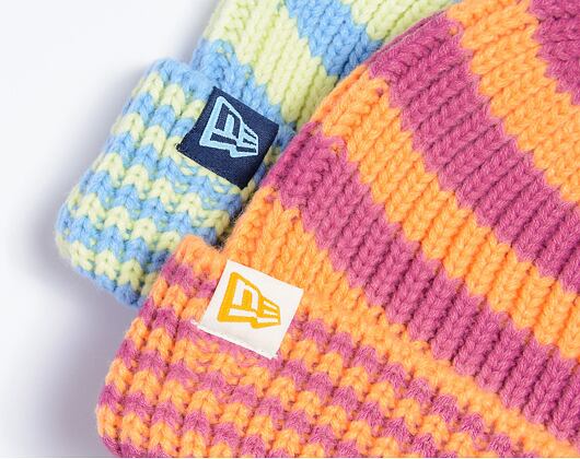 Mütze New Era - Medium Knit Stripe Beanie - Pastel Blue / Neon Yellow
