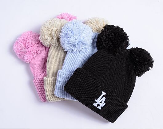 Damen Mütze New Era - Medium Knit Double Pom Beanie - LA Dodgers - Black / White