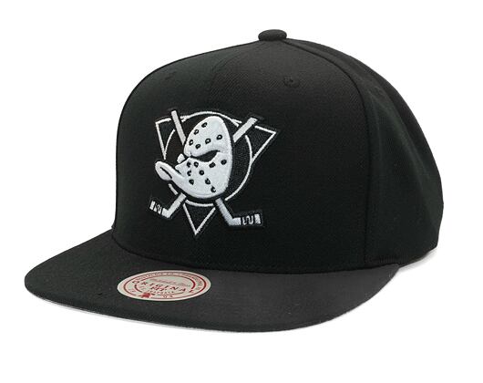 Kappe Mitchell & Ness - Evergreen Black White Snapback Vntg - Anaheim Ducks - Black