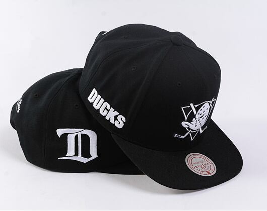 Kappe Mitchell & Ness - Evergreen Black White Snapback Vntg - Anaheim Ducks - Black