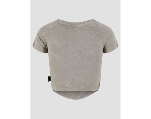 Damen T-Shirt Karl Kani - Woven Signature Washed Gathering Crop Tee - light grey