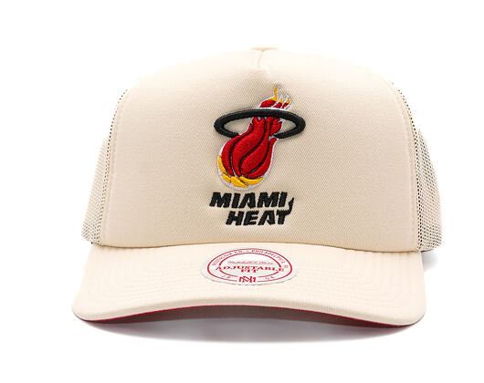 Kappe Mitchell & Ness - Miami Heat - Evergreen Trucker Hwc - Off White