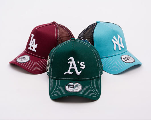 Kappe New Era - MLB Contrast Stitch WS Retro 9FORTY Trucker - Oakland Athletics - Dark Green