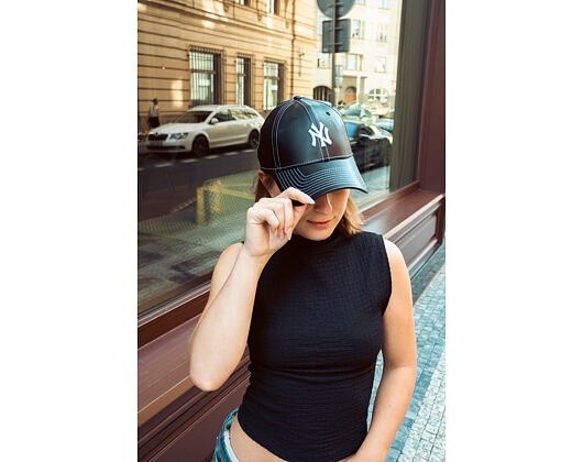 Damen Kappe New Era - MLB Contrast Stitch PU Leather 9FORTY - NY Yankees - Black / White